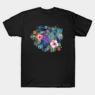 Sea Turtle Floral 1 T-Shirt